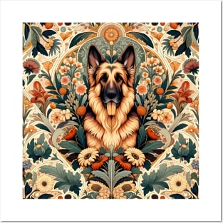 German Shepard inspired by William Morris Posters and Art